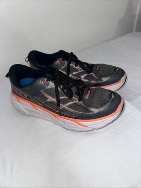 Hoka One One Men's Black and Orange Running Shoes